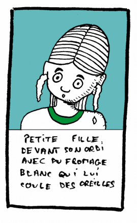 Les enfants, pitié ! N'en arrivez pas là Tristan Pichard - Petite fille devant un ordinateur avec du fromage blanc qui lui coule des oreilles